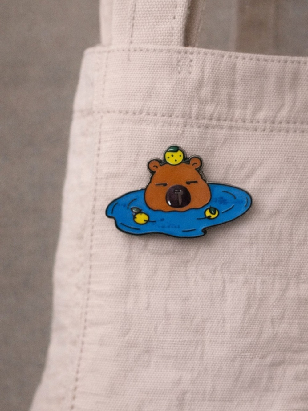Cute Capybara Enamel Pin‎ - Brown & Blue